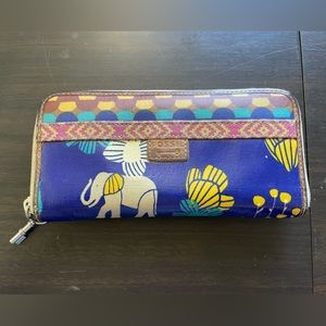 Fossil Key Per Wallet Elephant Floral Pattern